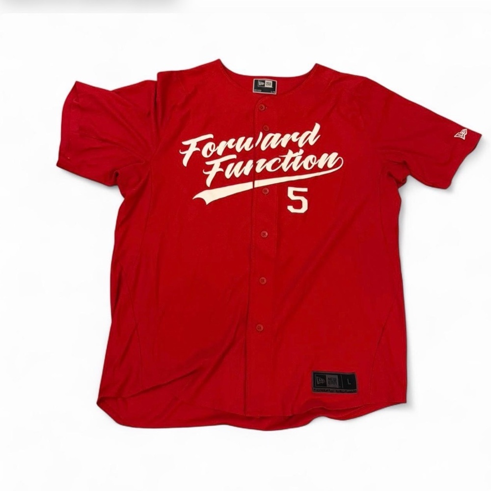 Size L - New Era Forward Function 5 Red Baseball Full-Button Jersey